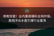 傍晚惊雷！业内重磅爆料全网炸锅，真相浮出水面引爆行业震荡
