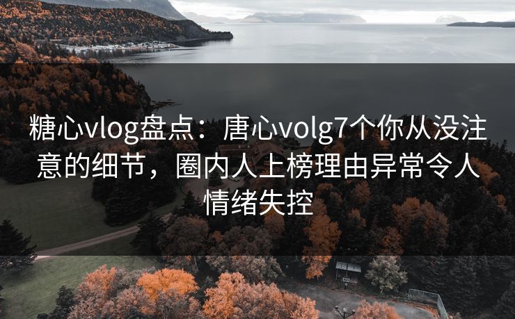 糖心vlog盘点：唐心volg7个你从没注意的细节，圈内人上榜理由异常令人情绪失控