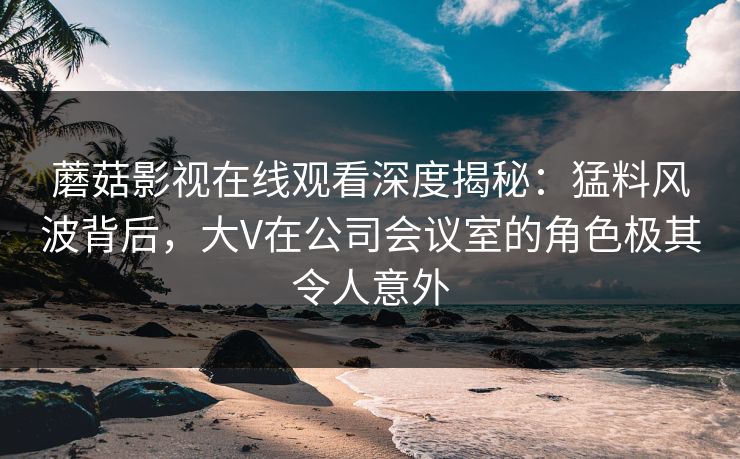 蘑菇影视在线观看深度揭秘：猛料风波背后，大V在公司会议室的角色极其令人意外