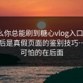 为什么你总能刷到糖心vlog入口官网？，背后是真假页面的鉴别技巧…但更可怕的在后面