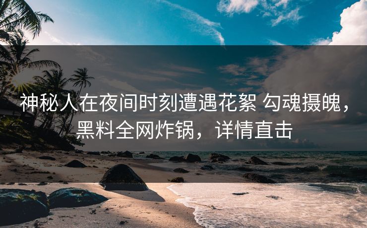 神秘人在夜间时刻遭遇花絮 勾魂摄魄，黑料全网炸锅，详情直击